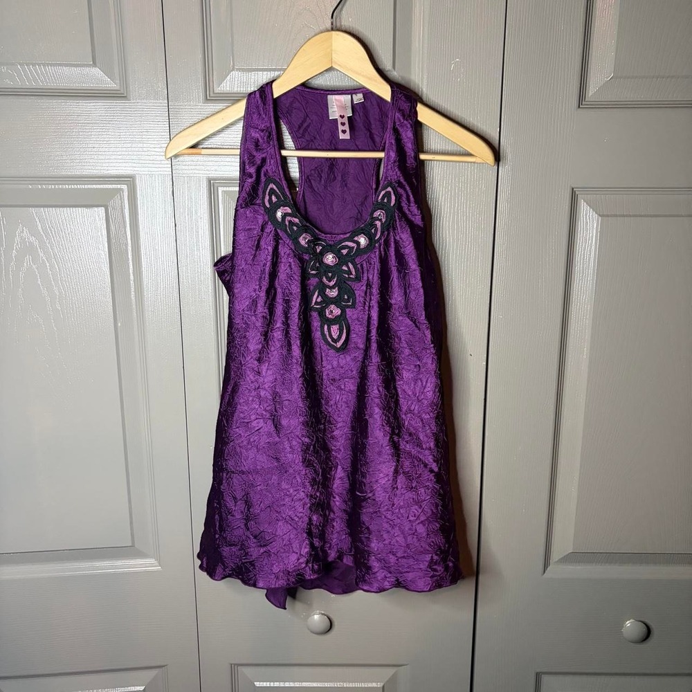 Purple Beaded Racerback Mini Dress Y2K Fairycore Whimsygoth XL